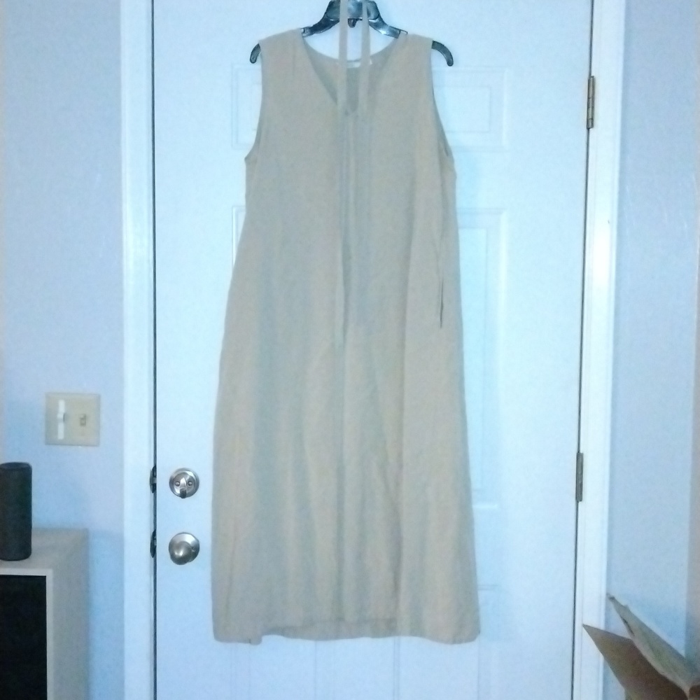 UNIQLO linen blend dress with tie and pockets, XL